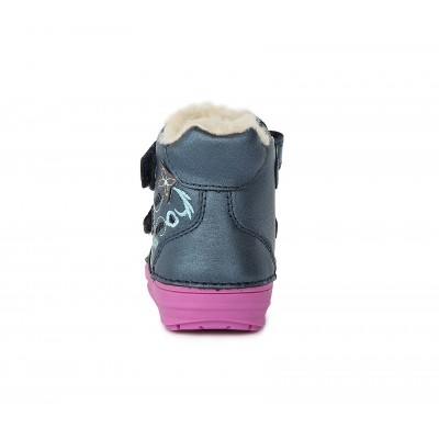 D.D. step dievčenská detská celokožená zimná obuv W071-754 ROYAL BLUE